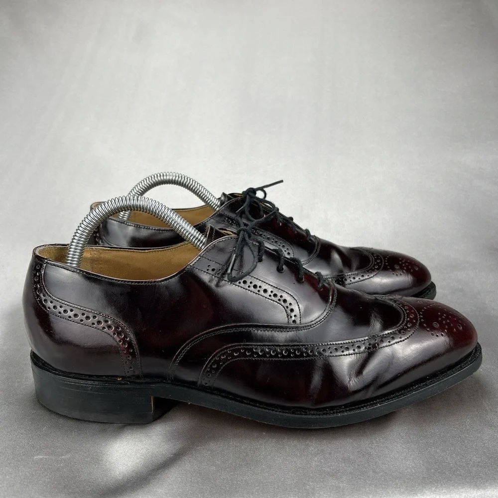 Johnston Murphy Optima Burgundy Wingtip Oxford Brogue Shoes Men's 7.5 D Business